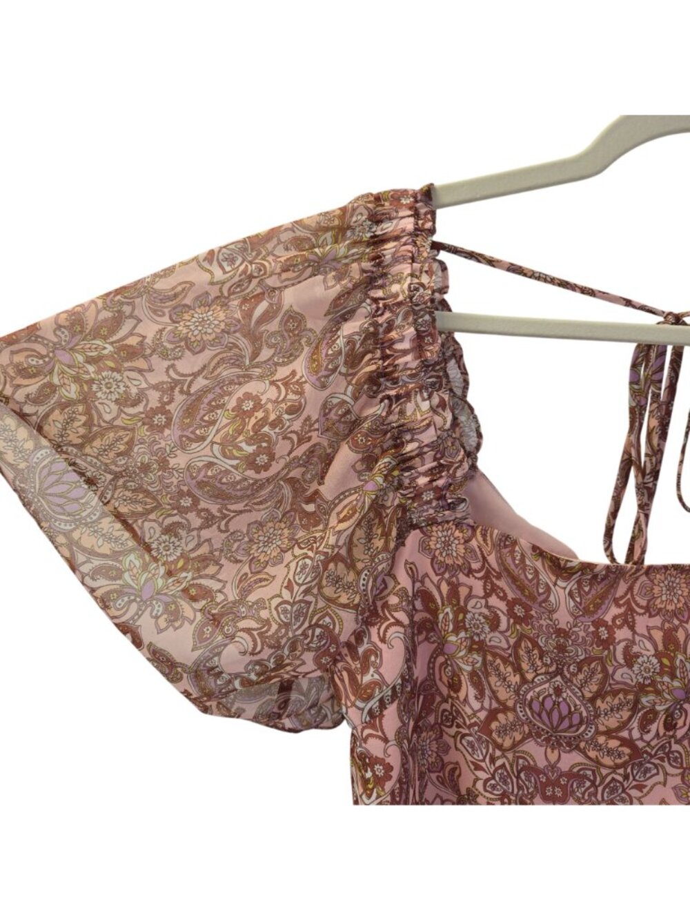 NWT Lucy Paris Paisley Print Square Neck Boho Blouse Size Medium - Picture 4 of 6